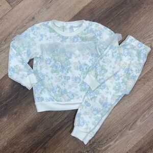 Shabby Chic Floral Matching Lounge Set Jogger Sweatsuit Pajamas Outfit 18-24m